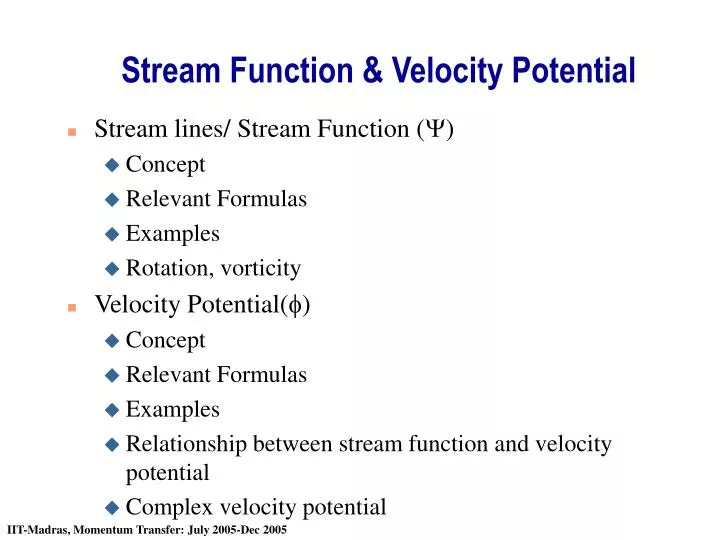 stream function velocity potential