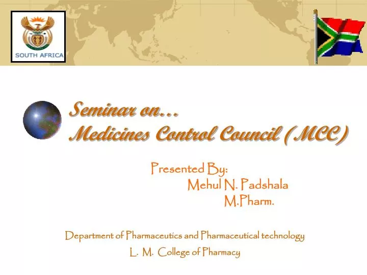 seminar on medicines control council mcc