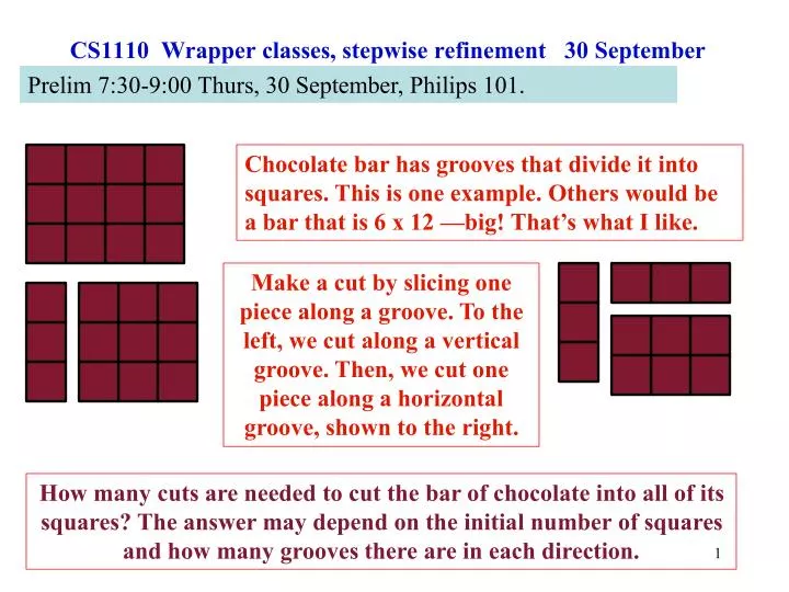 cs1110 wrapper classes stepwise refinement 30 september