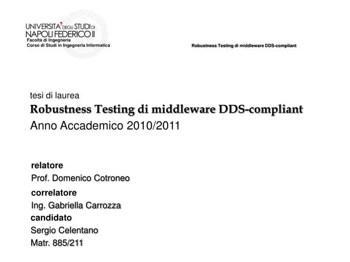 robustness testing di middleware dds compliant