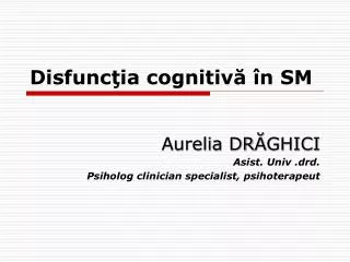 disfunc ia cognitiv n sm