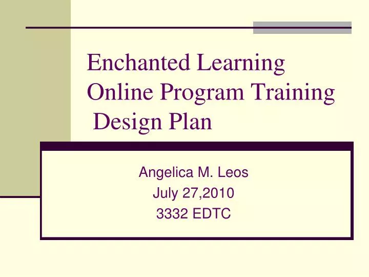 enchanted learning online program training design plan