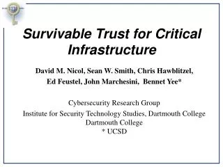 Survivable Trust for Critical Infrastructure