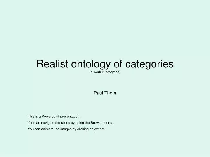 realist ontology of categories a work in progress