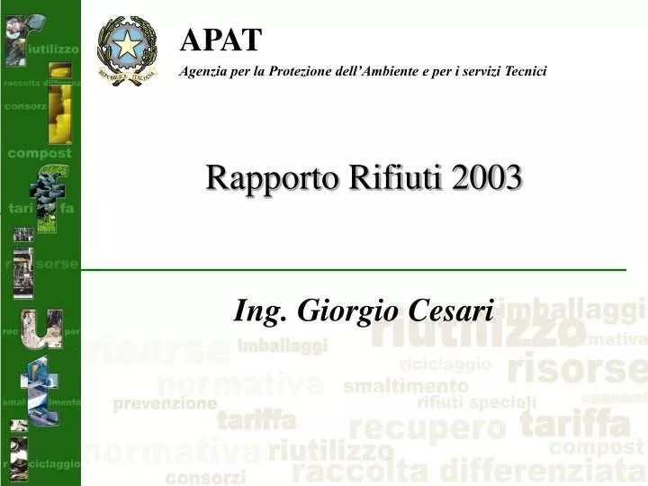 rapporto rifiuti 2003