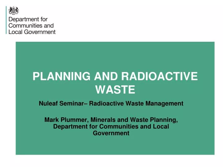 planning and radioactive waste