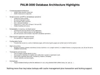 PALM-3000 Database Architecture Highlights