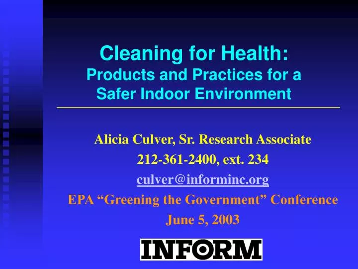 cleaning for health products and practices for a safer indoor environment
