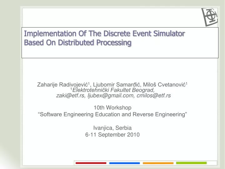 implementation of the discrete event simulator based on distributed processing