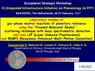 Europlanet Strategic Workshop I3 (Integrated Infrastructure Initiative) on Planetology (in FP7)
