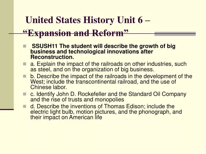 united states history unit 6 expansion and reform