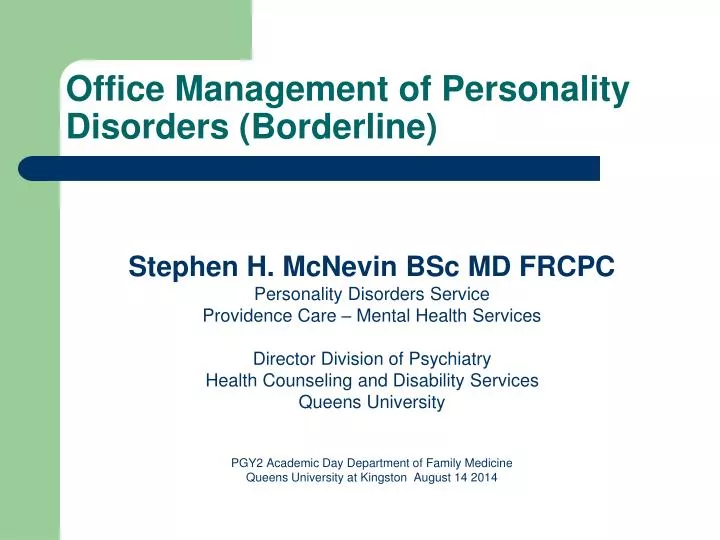 office management of personality disorders borderline
