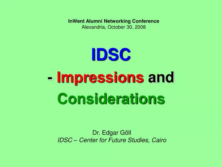idsc impressions and considerations