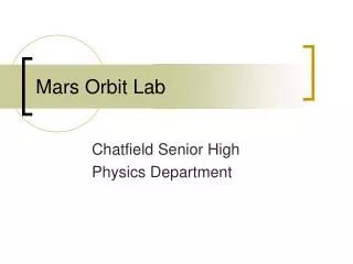 Mars Orbit Lab