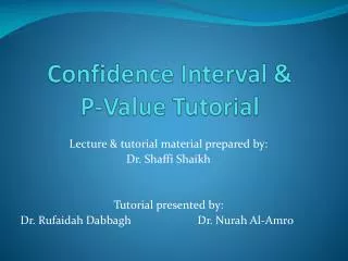 Confidence Interval &amp; P-Value Tutorial
