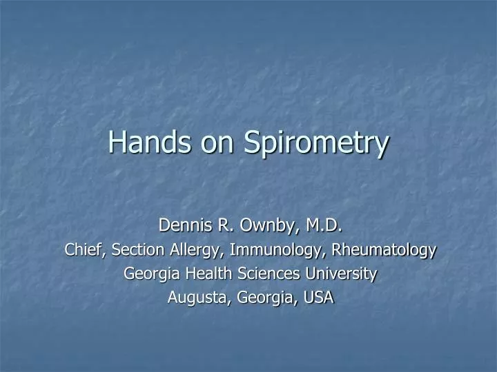 hands on spirometry
