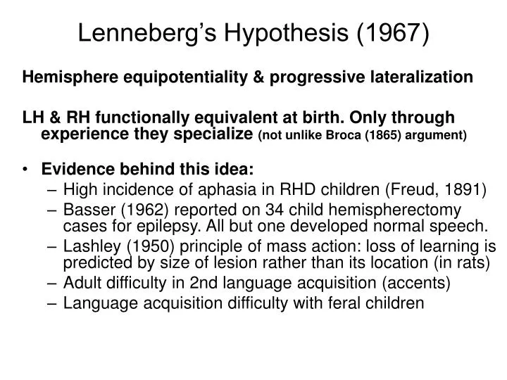 lenneberg s hypothesis 1967