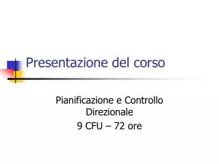 presentazione del corso