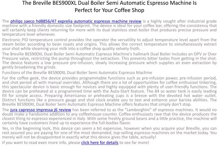the breville bes900xl dual boiler semi automatic espresso machine is perfect for your coffee shop