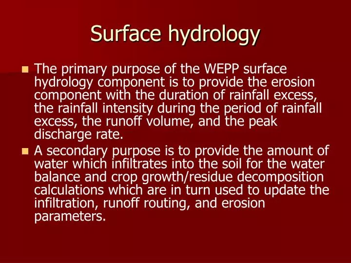 surface hydrology