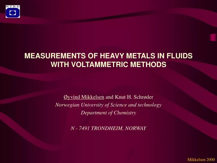 measurements of heavy metals in fluids with voltammetric methods
