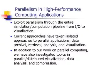 Parallelism in High-Performance Computing Applications