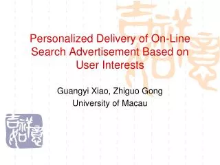 Personalized Delivery of On-Line Search Advertisement Based on User Interests