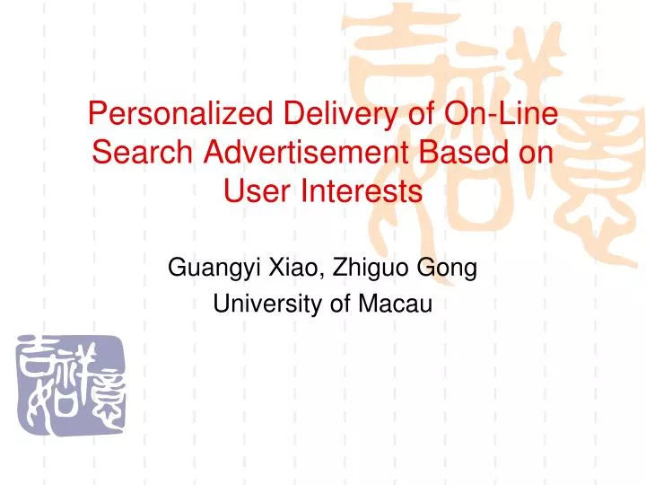personalized delivery of on line search advertisement based on user interests