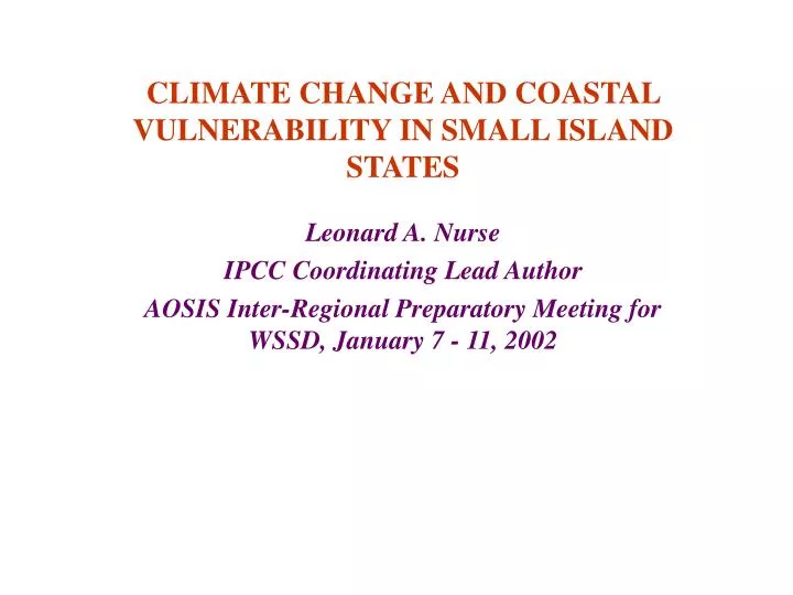 climate change and coastal vulnerability in small island states
