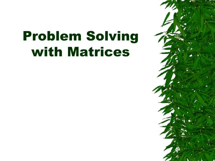 problem solving with matrices