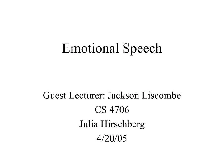 emotional speech