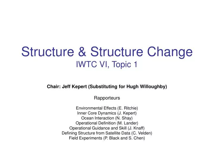structure structure change iwtc vi topic 1