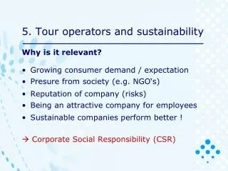 5. Tour operators and sustainability