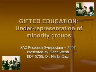 GIFTED EDUCATION: Under-representation of minority groups