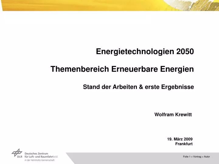energietechnologien 2050 themenbereich erneuerbare energien stand der arbeiten erste ergebnisse