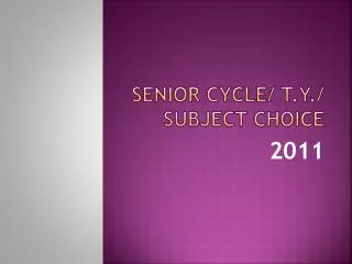 Senior Cycle/ T.Y./ Subject Choice