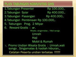 plan tabungan komunitas ghs
