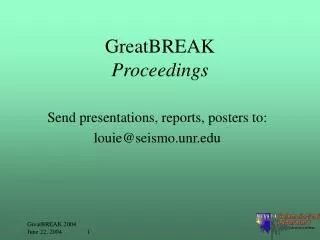 GreatBREAK Proceedings
