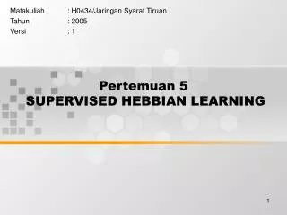 pertemuan 5 supervised hebbian learning