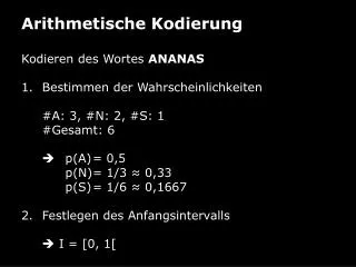arithmetische kodierung