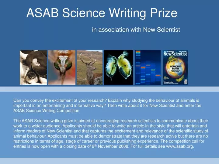 asab science writing prize in association with new scientist