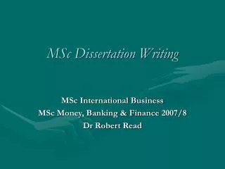 MSc Dissertation Writing