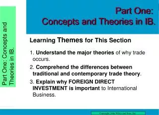 Part One: Concepts and Theories in IB.