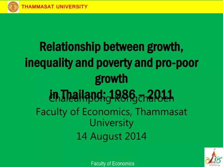 relationship between growth inequality and poverty and pro poor growth in thailand 1986 2011