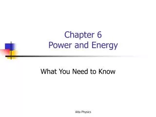 Chapter 6 Power and Energy