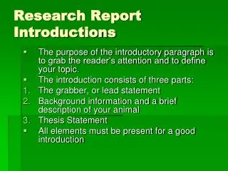 Research Report Introductions