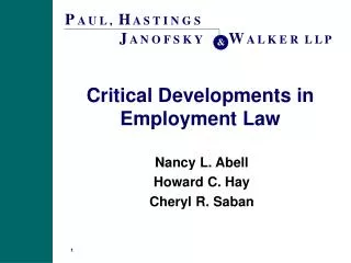 Critical Developments in Employment Law