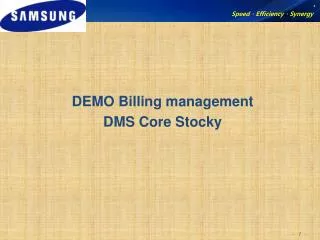 DEMO Billing management DMS Core Stocky