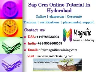 Sap Crm Online Tutorial In Hyderabad