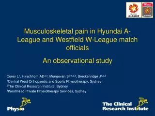 Musculoskeletal pain in Hyundai A-League and Westfield W-League match officials